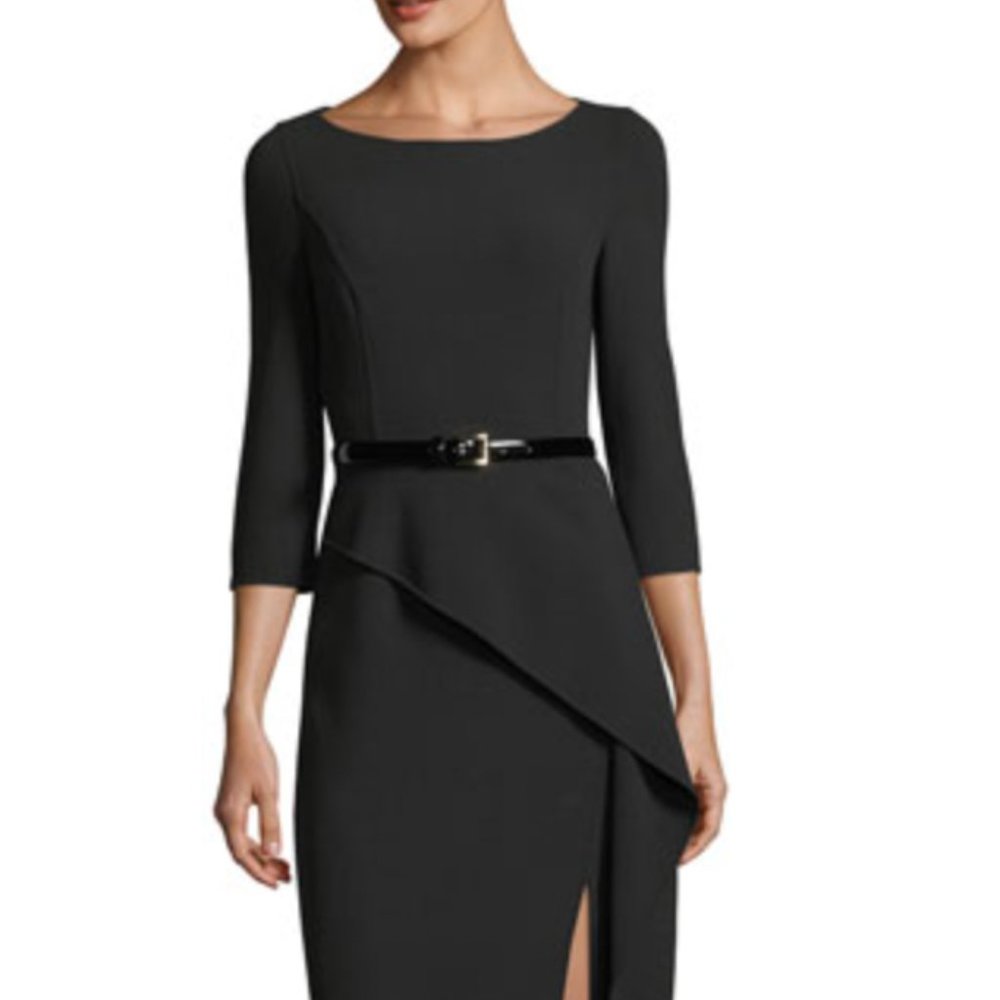 MICHAEL KORS COLLECTION Asymmetric Peplum Sheath Dress - Black